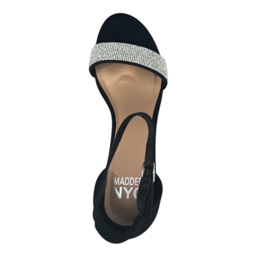 Madden NYC Rhinestone Block Heel Sandals Open Toe Ankle Strap Sparkly Comfort - Picture 3 of 5